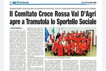 Croce Rossa Italiana - Comitato Val d'Agri in collaborazione con Enel, annuncia l'apertura dello sportello sociale presso la sede legale a #Tramutola, in via Mazzini, 108. Questa nuova iniziativa verrà garantita da psicologi, assistenti sociali, ma anche da volontari formati in materia, è rivolta a tutti i cittadini dei 21 comuni, da Marsico Nuovo fino a Sant'Arcangelo, dunque i cittadini di questi comuni potranno usufruire dello sportello sociale. Per informazioni: 3470351685 - 0975 318834